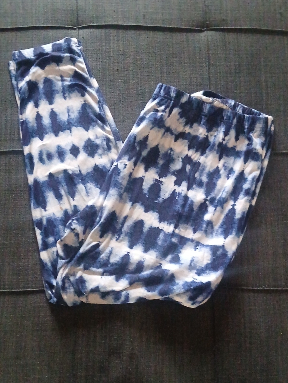 Women's Blue Tie-Dye Leggings with Elastic Waist